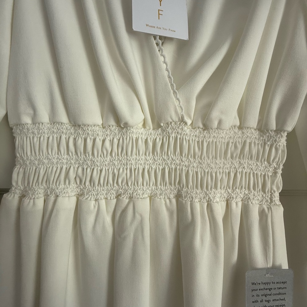 Wayf Ivory V-Neck Dress New